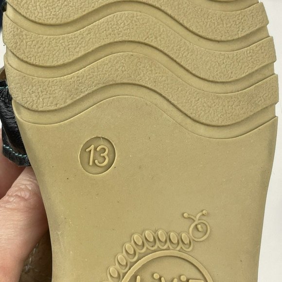 Livie And Luca Black Leather Sandals Sz 13 Comfort boys girls hook and loop - Picture 5 of 7